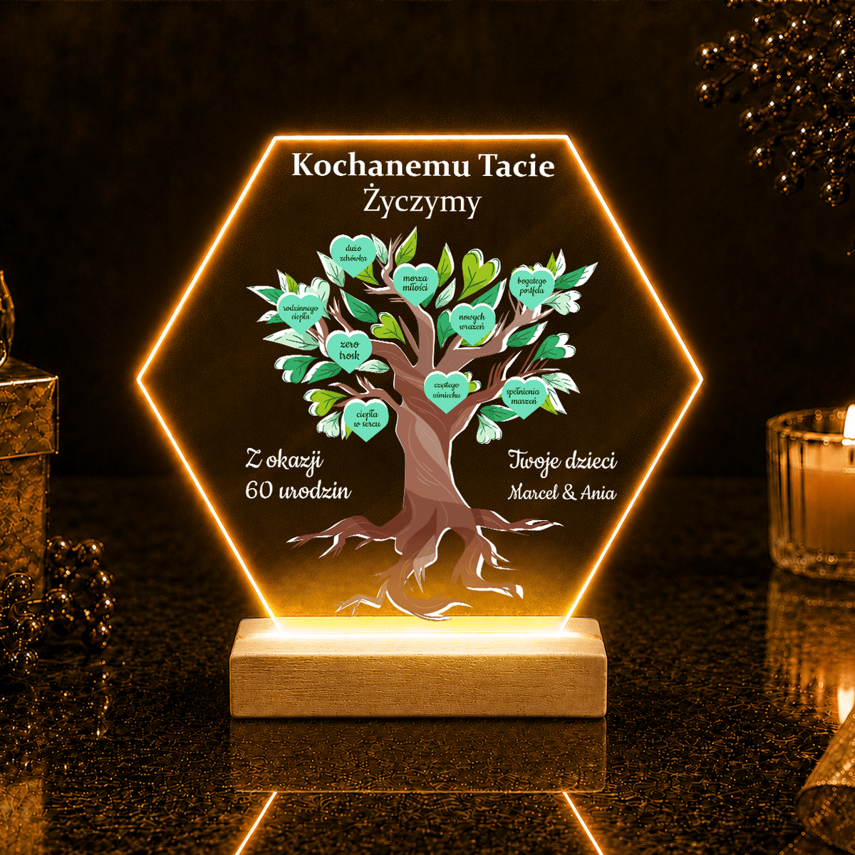 Życzenia dla kochanego taty - Druk na szkle, spersonalizowany prezent dla taty - idamell.com