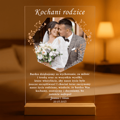 Życzenia dla rodziców + zdjęcie - Druk na szkle, spersonalizowany prezent dla rodziców - idamell.com