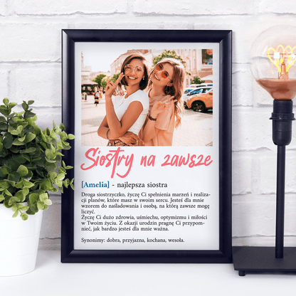 Życzenia dla siostry - Druk na szkle, spersonalizowany prezent dla siostry - idamell.com