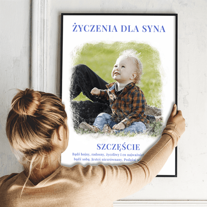 Życzenia dla syna - plakat, spersonalizowany prezent dla dziecka - idamell.com