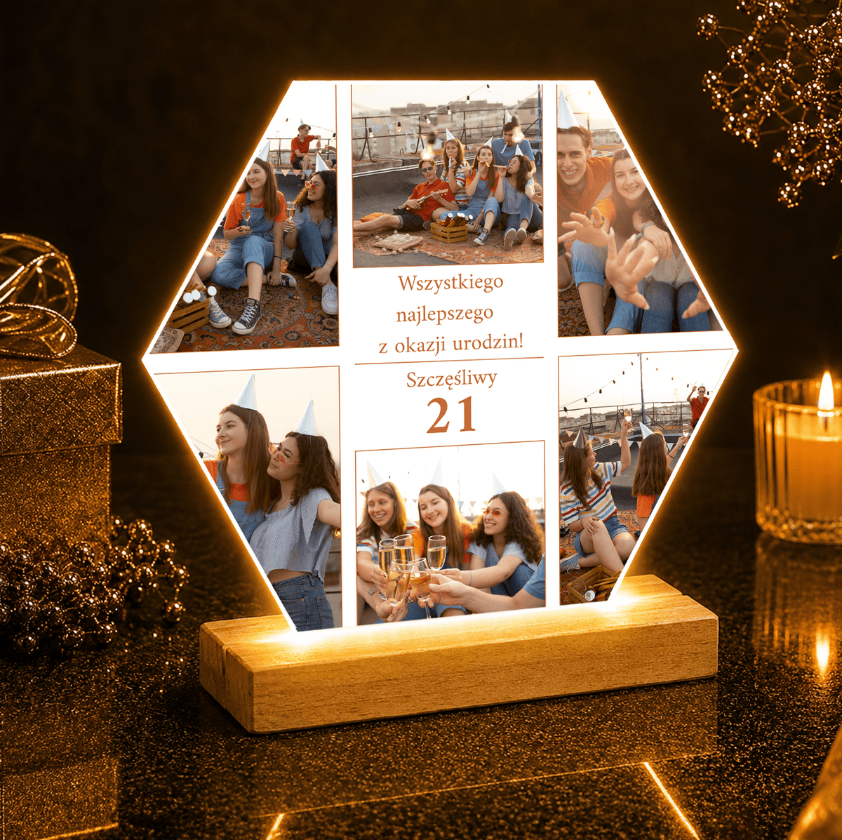 Życzenia na 21. urodziny - Druk na szkle, spersonalizowany prezent dla przyjaciela - idamell.com