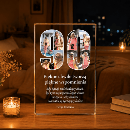 Życzenia na 90 lat - Druk na szkle, spersonalizowany prezent dla babci - idamell.com