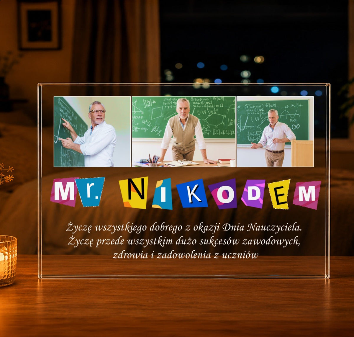 Życzenia na Dzień Nauczyciela - Druk na szkle, spersonalizowany prezent dla nauczyciela - idamell.com