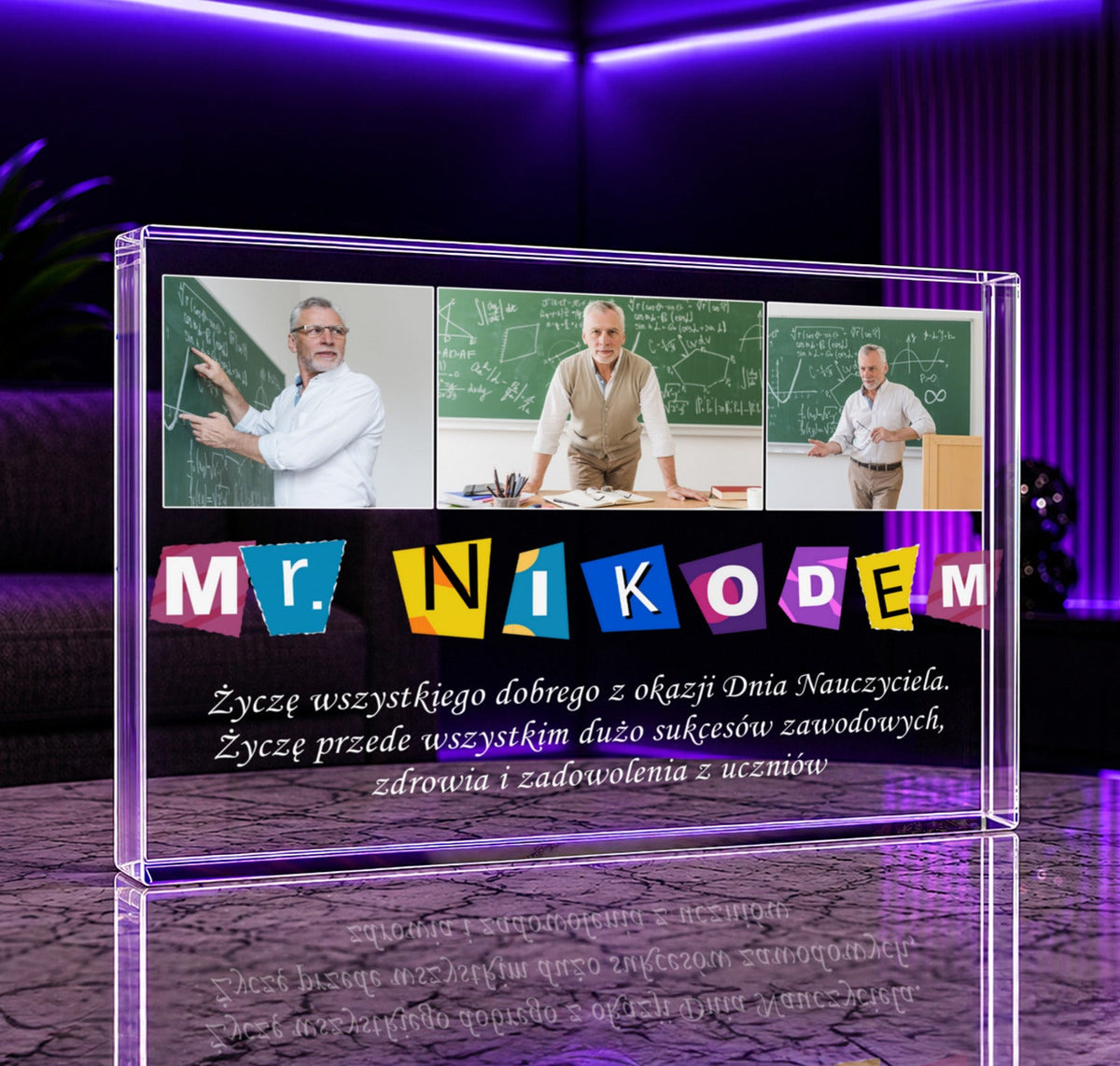 Życzenia na Dzień Nauczyciela - Druk na szkle, spersonalizowany prezent dla nauczyciela - idamell.com