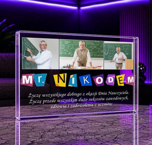 Życzenia na Dzień Nauczyciela - Druk na szkle, spersonalizowany prezent dla nauczyciela - idamell.com
