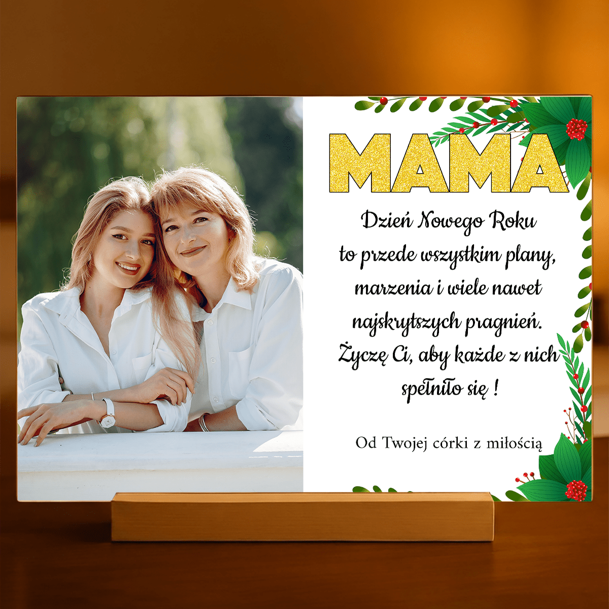 Życzenia na Nowy Rok - Druk na szkle, spersonalizowany prezent dla mamy - idamell.com
