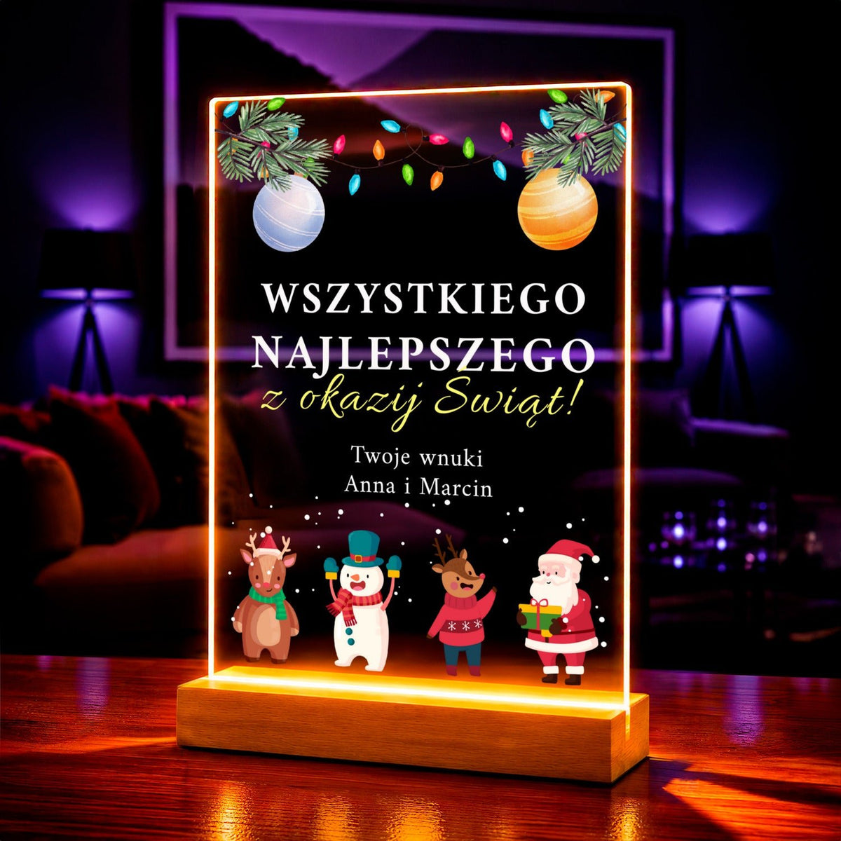 Życzenia na święta - Druk na szkle, spersonalizowany prezent dla dziadków - idamell.com