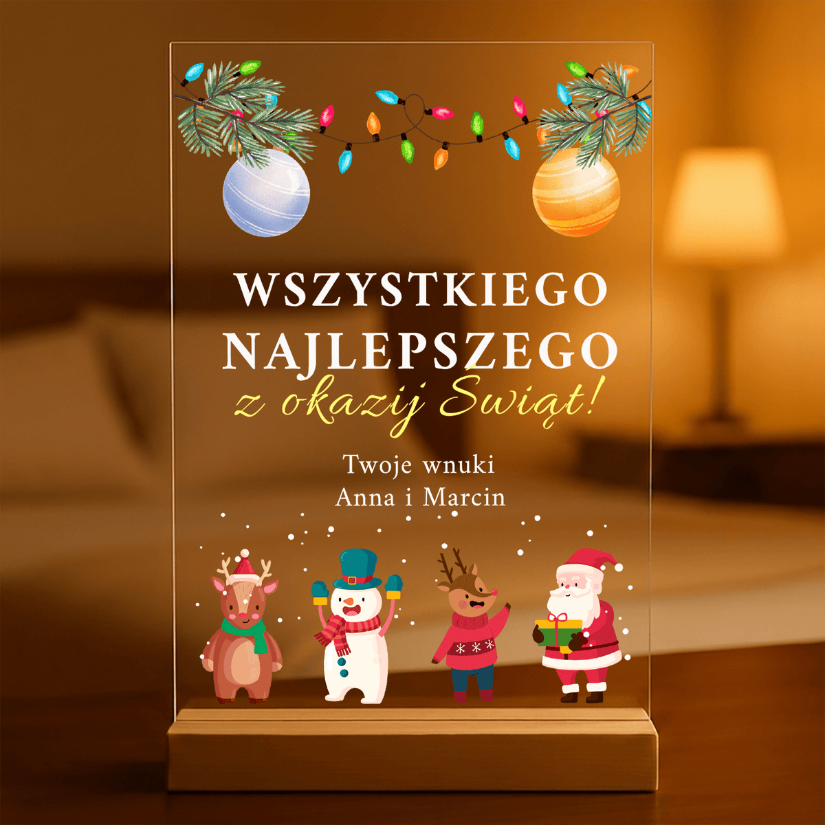 Życzenia na święta - Druk na szkle, spersonalizowany prezent dla dziadków - idamell.com