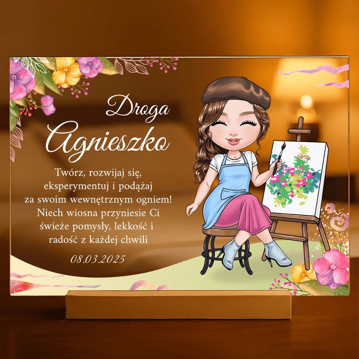Życzenia od serca dla niej Clipart - Druk na szkle, spersonalizowany prezent dla niej - idamell.com