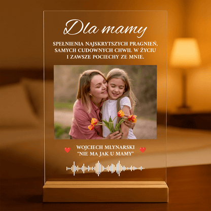 Życzenia + ścieżka muzyczna - Druk na szkle, spersonalizowany dla mamy - idamell.com