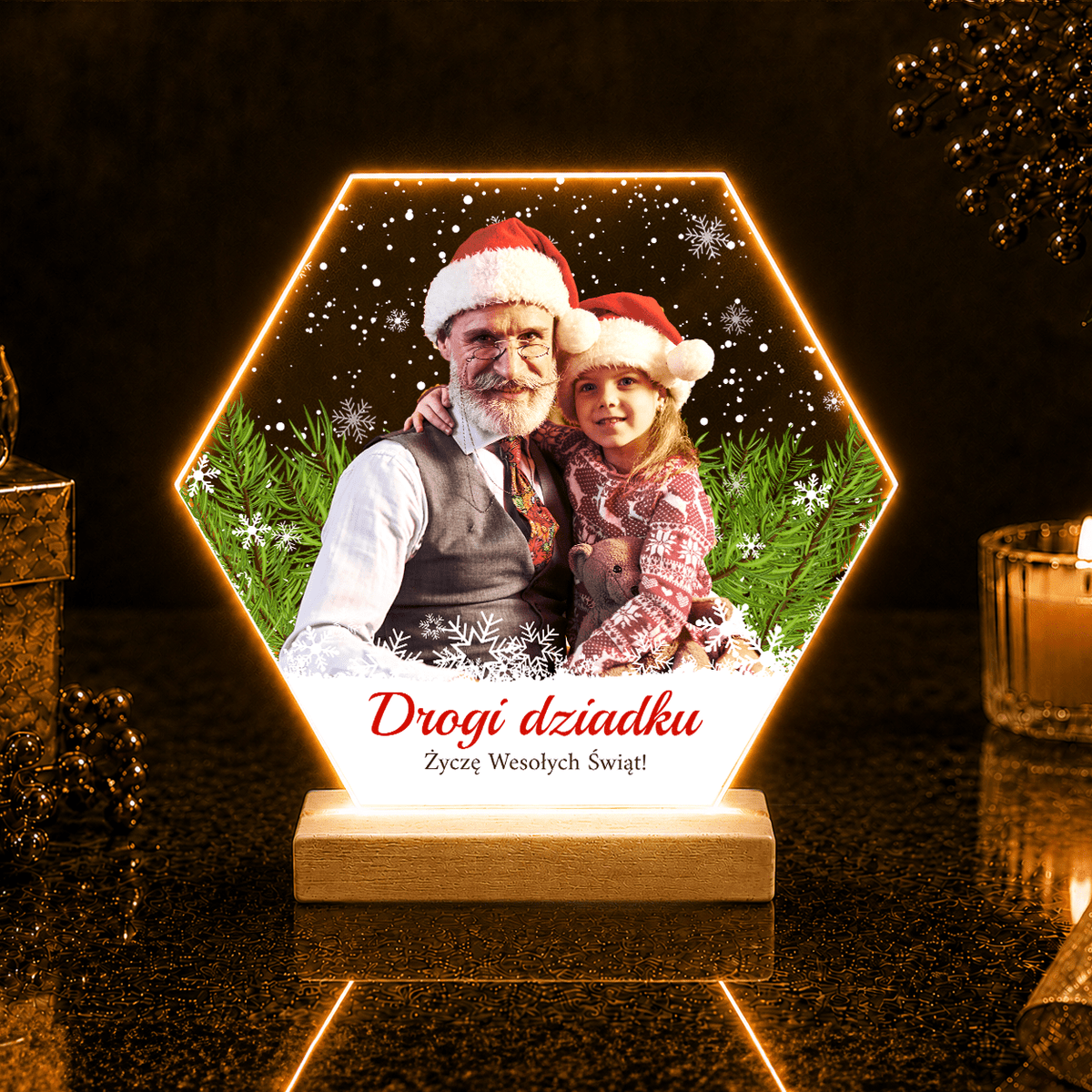 Życzenia świąteczne dla dziadka - Druk na szkle, spersonalizowany prezent dla dziadka - idamell.com