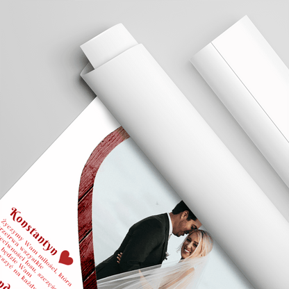 Życzenia weselne - plakat, spersonalizowany prezent dla pary - idamell.com
