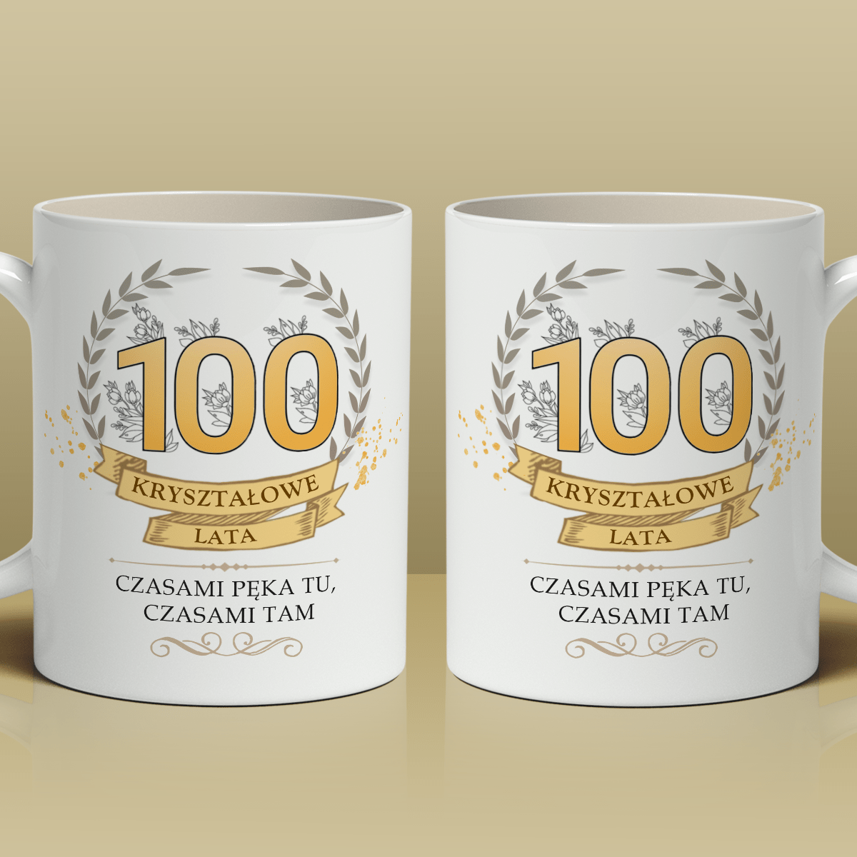 100 Kryształowe lata - 1x Kubek z nadrukiem, spersonalizowany prezent dla kobiety - idamell.com