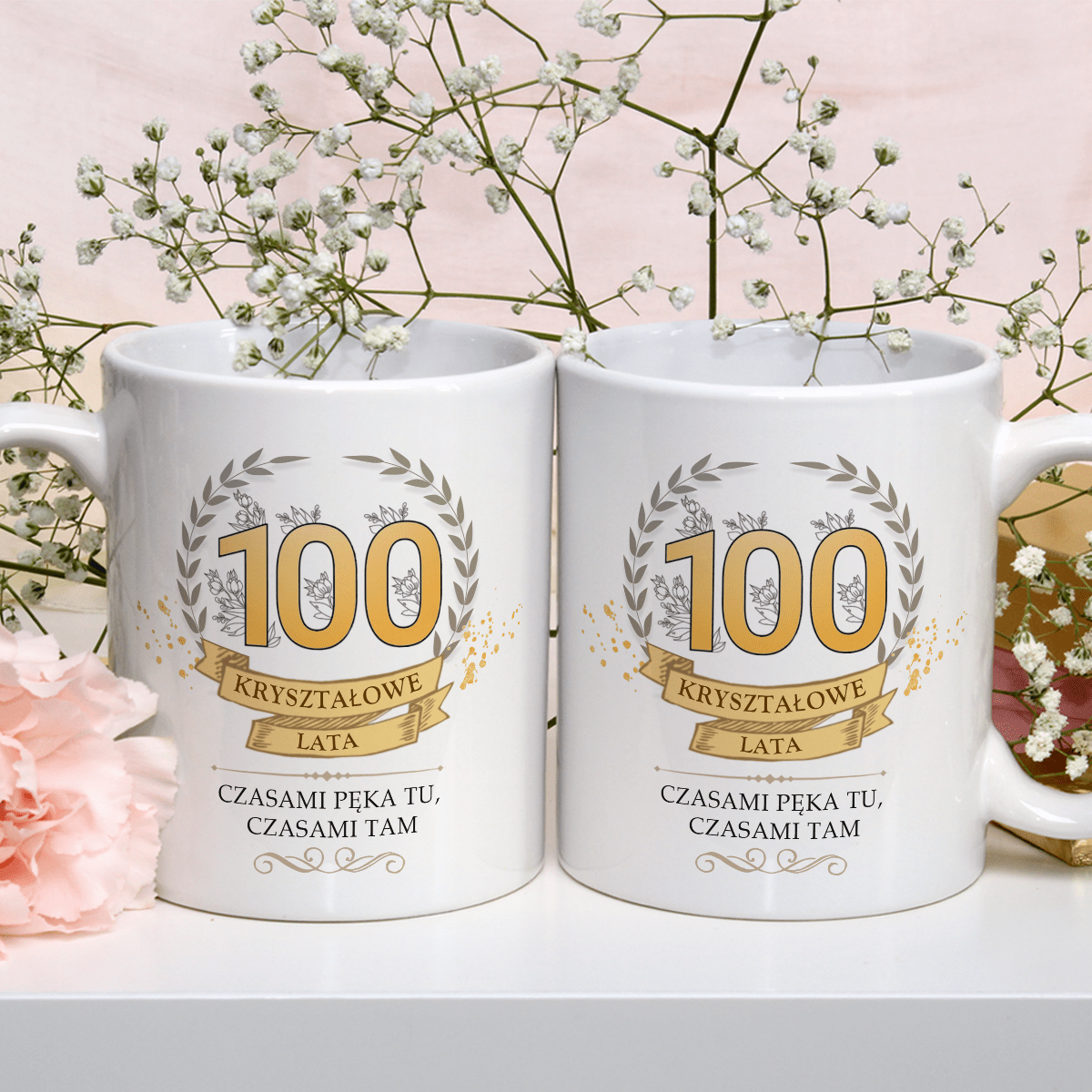 100 Kryształowe lata - 1x Kubek z nadrukiem, spersonalizowany prezent dla kobiety - idamell.com