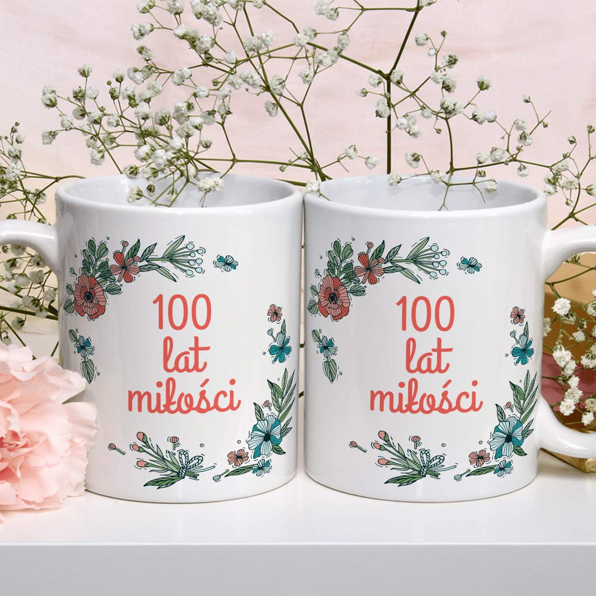 100 lat miłości - 1x Kubek z nadrukiem, spersonalizowany prezent dla pary - idamell.com