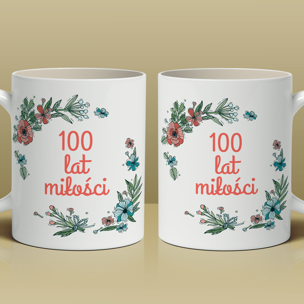 100 lat miłości - 1x Kubek z nadrukiem, spersonalizowany prezent dla pary - idamell.com