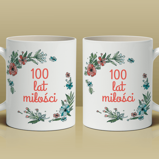100 lat miłości - 1x Kubek z nadrukiem, spersonalizowany prezent dla pary - idamell.com
