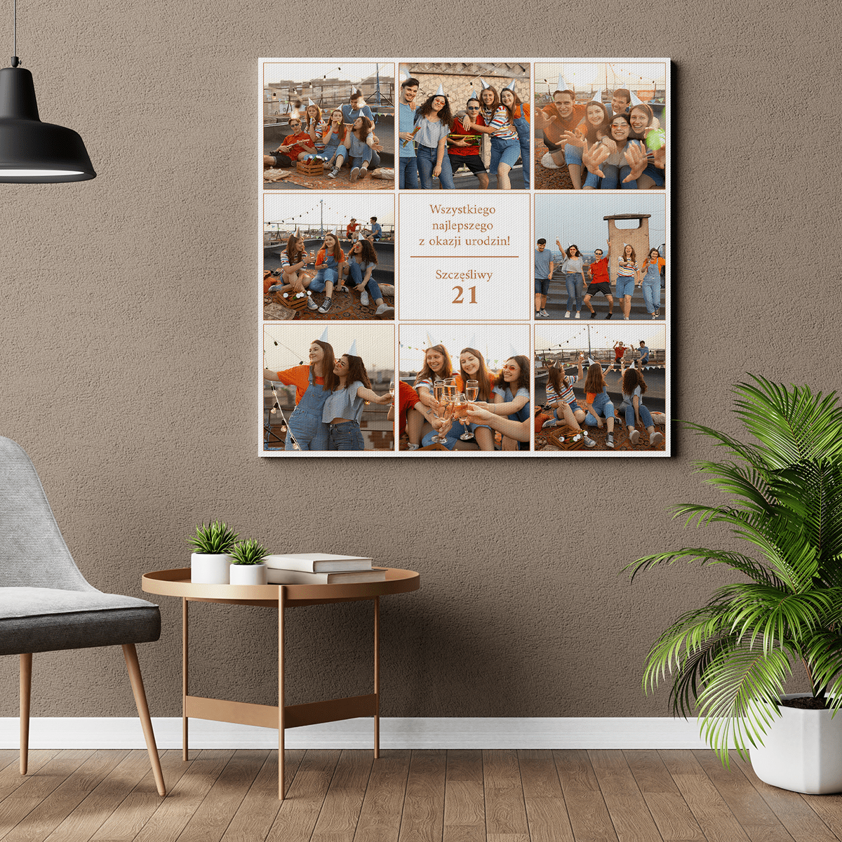21 urodziny fotokolaż - druk na płótnie, spersonalizowany prezent - idamell.com