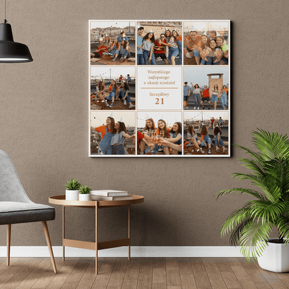 21 urodziny fotokolaż - druk na płótnie, spersonalizowany prezent - idamell.com