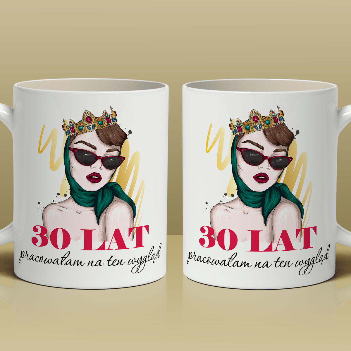30 lat dama - 1x Kubek z nadrukiem, spersonalizowany prezent dla niej - idamell.com