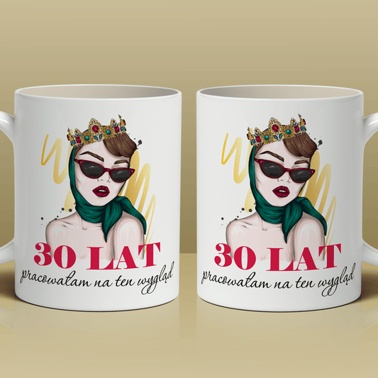 30 lat dama - 1x Kubek z nadrukiem, spersonalizowany prezent dla niej - idamell.com