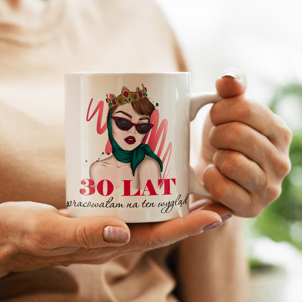 30 lat dama - 1x Kubek z nadrukiem, spersonalizowany prezent dla niej - idamell.com