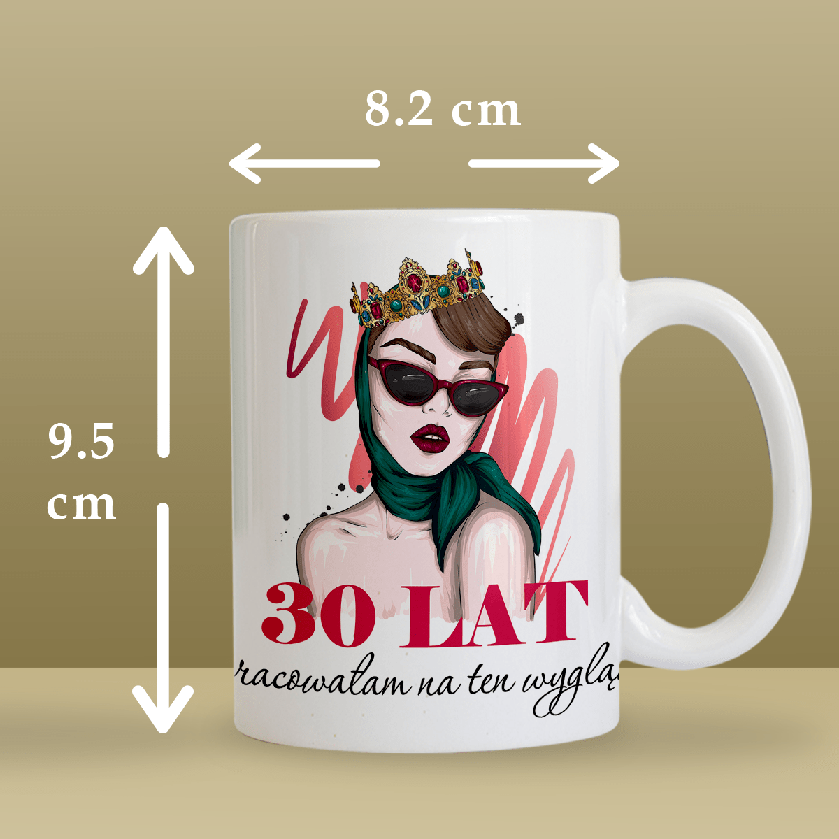 30 lat dama - 1x Kubek z nadrukiem, spersonalizowany prezent dla niej - idamell.com
