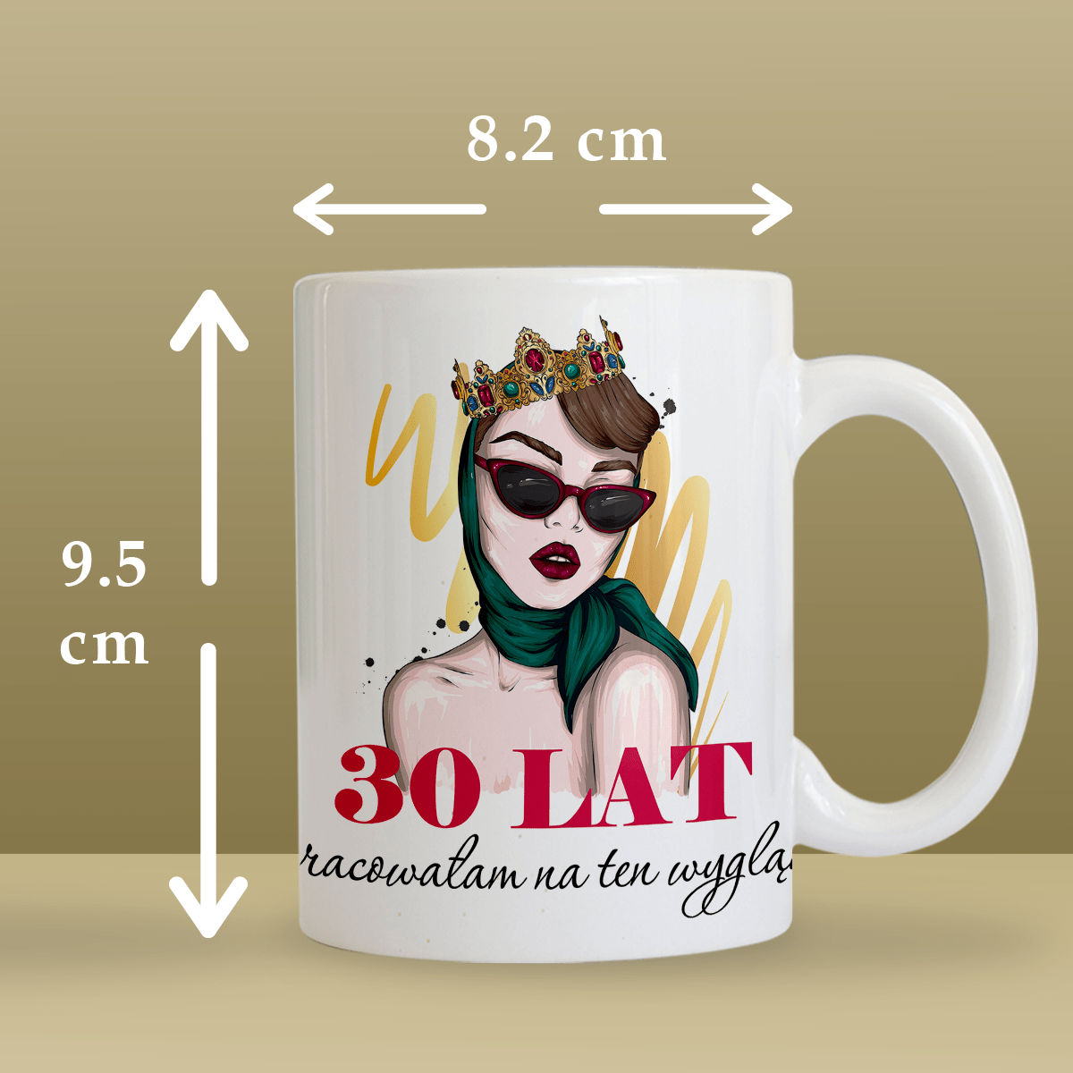 30 lat dama - 1x Kubek z nadrukiem, spersonalizowany prezent dla niej - idamell.com