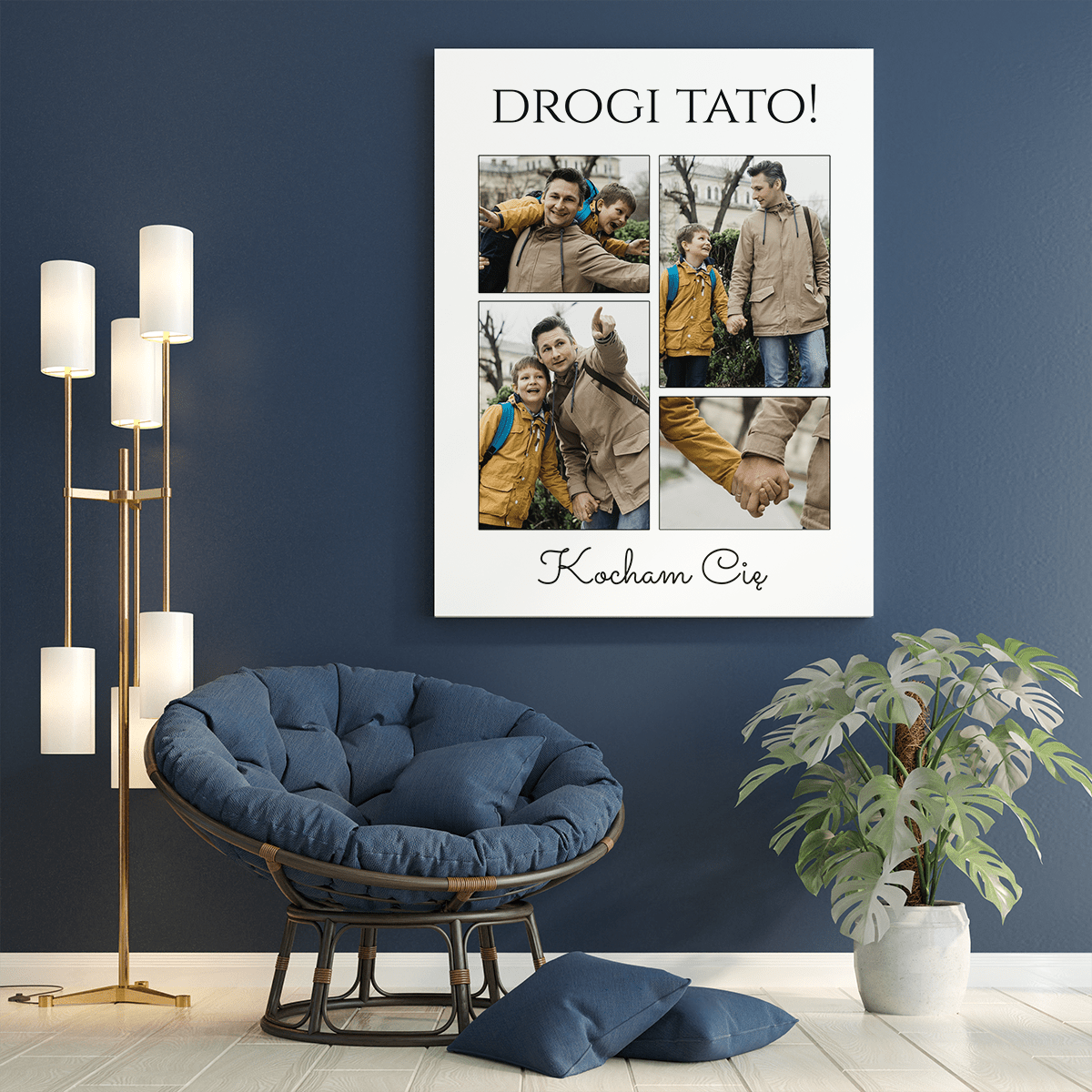 4 zdjęcia z tatą - druk na płótnie, spersonalizowany prezent dla taty - idamell.com