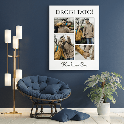 4 zdjęcia z tatą - druk na płótnie, spersonalizowany prezent dla taty - idamell.com