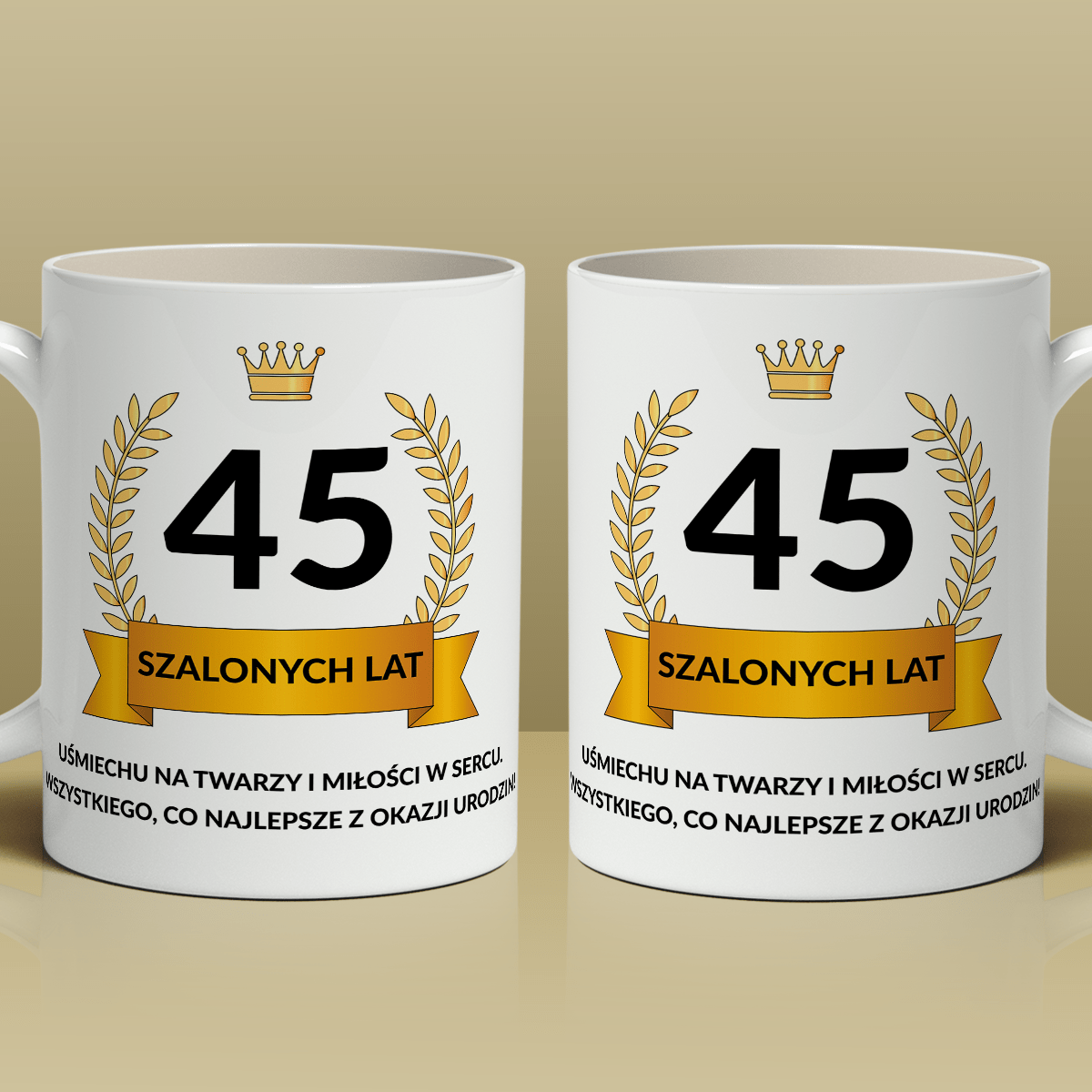 45 szalonych lat - 1x Kubek z nadrukiem, spersonalizowany prezent na urodziny - idamell.com