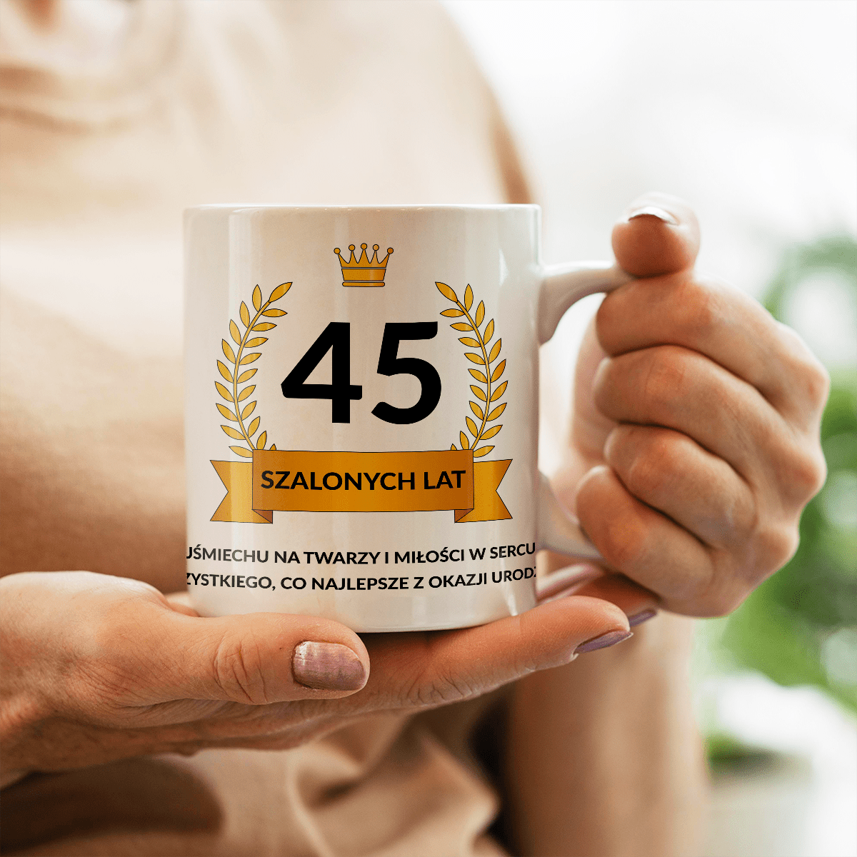 45 szalonych lat - 1x Kubek z nadrukiem, spersonalizowany prezent na urodziny - idamell.com