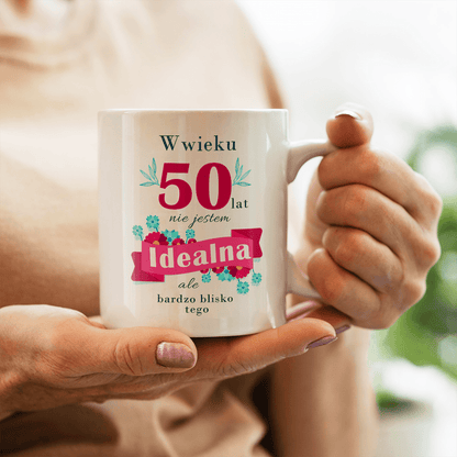 50 idealna - 1x Kubek z nadrukiem, spersonalizowany prezent dla kobiety - idamell.com