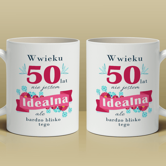 50 idealna - 1x Kubek z nadrukiem, spersonalizowany prezent dla kobiety - idamell.com