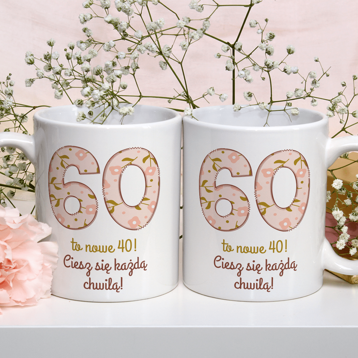 60 to nowe 40 - 1x Kubek z nadrukiem, spersonalizowany prezent na 60. urodziny - idamell.com