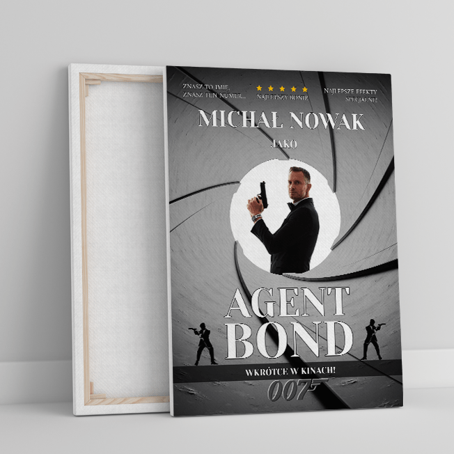 Agent Bond - druk na płótnie, spersonalizowany prezent dla przyjaciela - idamell.com