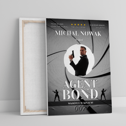 Agent Bond - druk na płótnie, spersonalizowany prezent dla przyjaciela - idamell.com