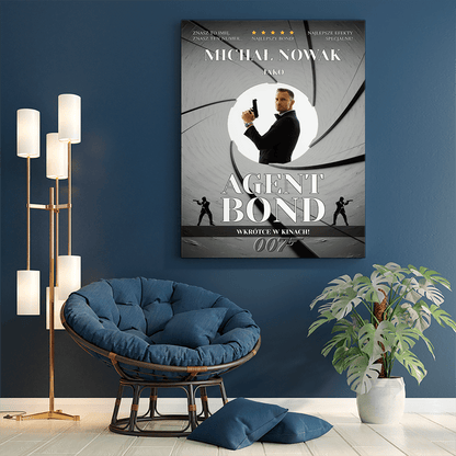 Agent Bond - druk na płótnie, spersonalizowany prezent dla przyjaciela - idamell.com