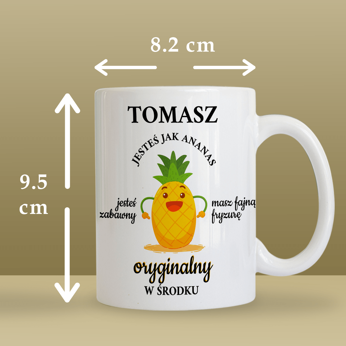 Ananas - 1x Kubek z nadrukiem, spersonalizowany prezent dla chłopaka - idamell.com