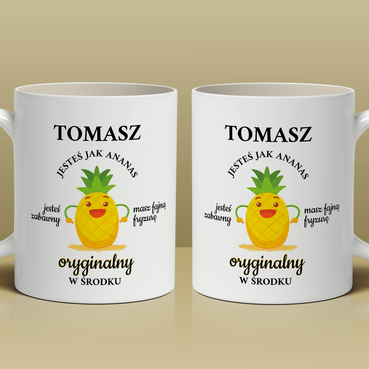 Ananas - 1x Kubek z nadrukiem, spersonalizowany prezent dla chłopaka - idamell.com