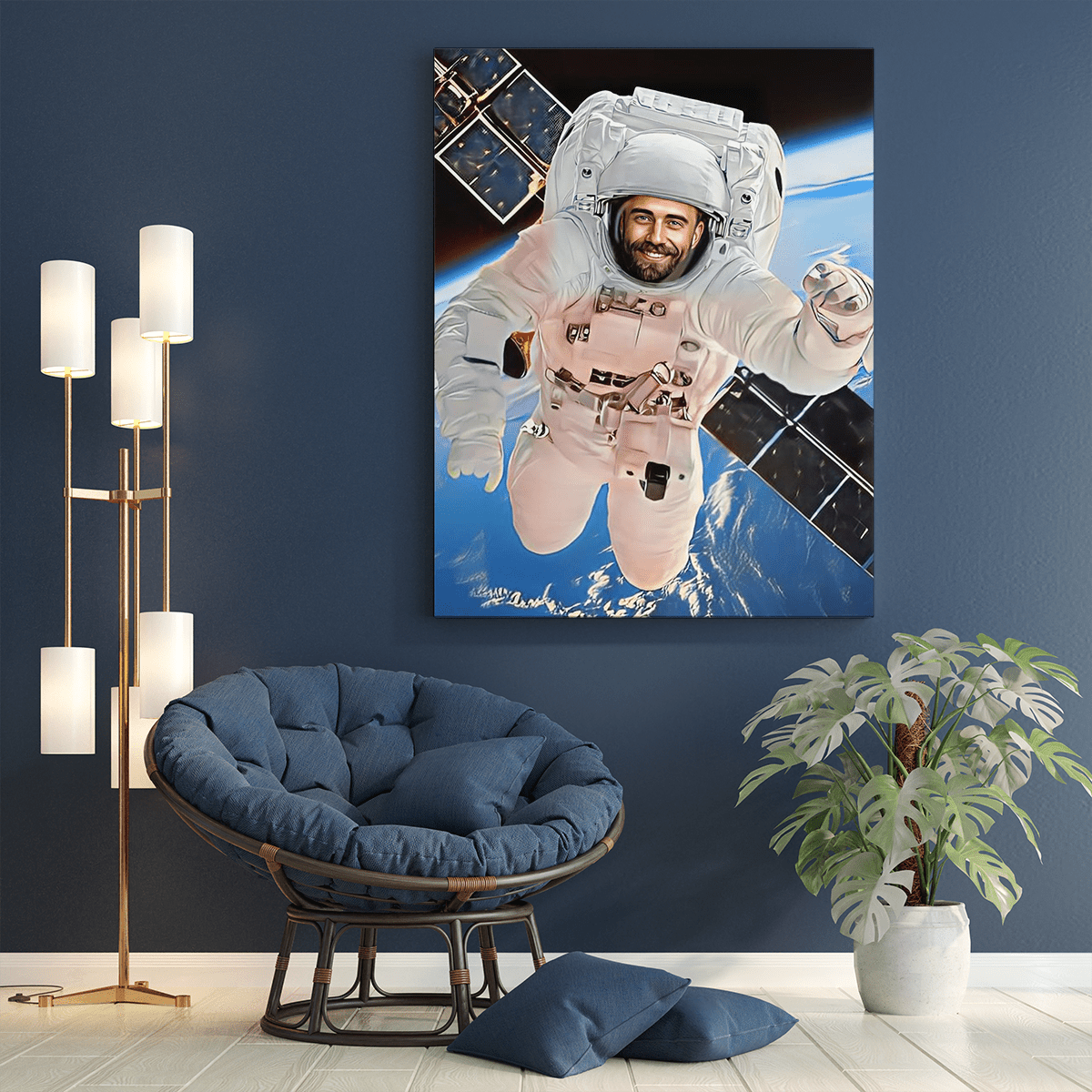 Astronauta kolorowy szkic - druk na płótnie, spersonalizowany prezent dla przyjaciela - idamell.com
