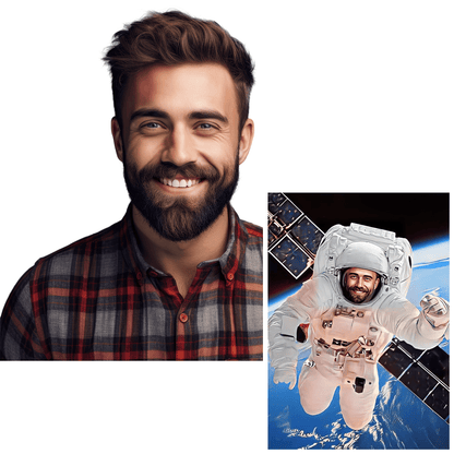 Astronauta kolorowy szkic - druk na płótnie, spersonalizowany prezent dla przyjaciela - idamell.com