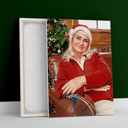 Babcia w święta - druk na płótnie, spersonalizowany prezent dla babci - idamell.com