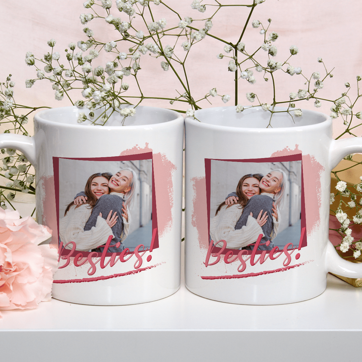Besties - Zestaw 2 x Kubek z nadrukiem, spersonalizowany prezent dla przyjaciółek - idamell.com
