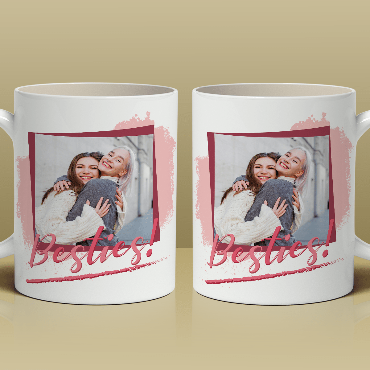 Besties - Zestaw 2 x Kubek z nadrukiem, spersonalizowany prezent dla przyjaciółek - idamell.com