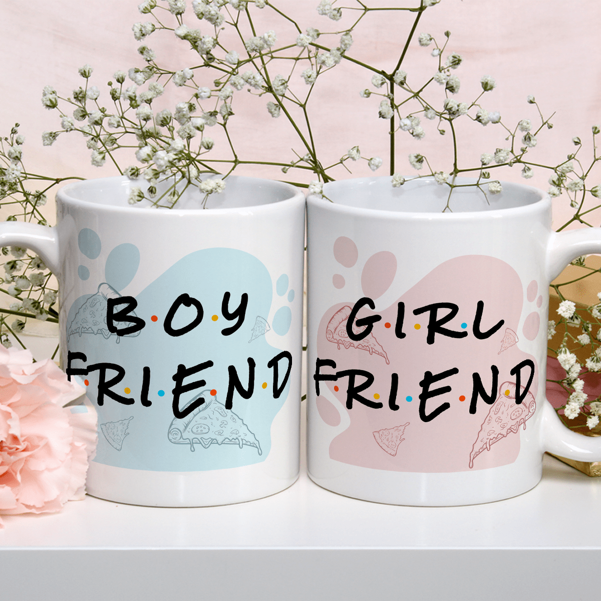 Boyfriend & Girlfriend - Zestaw 2 x Kubek z nadrukiem, spersonalizowany prezent dla pary - idamell.com