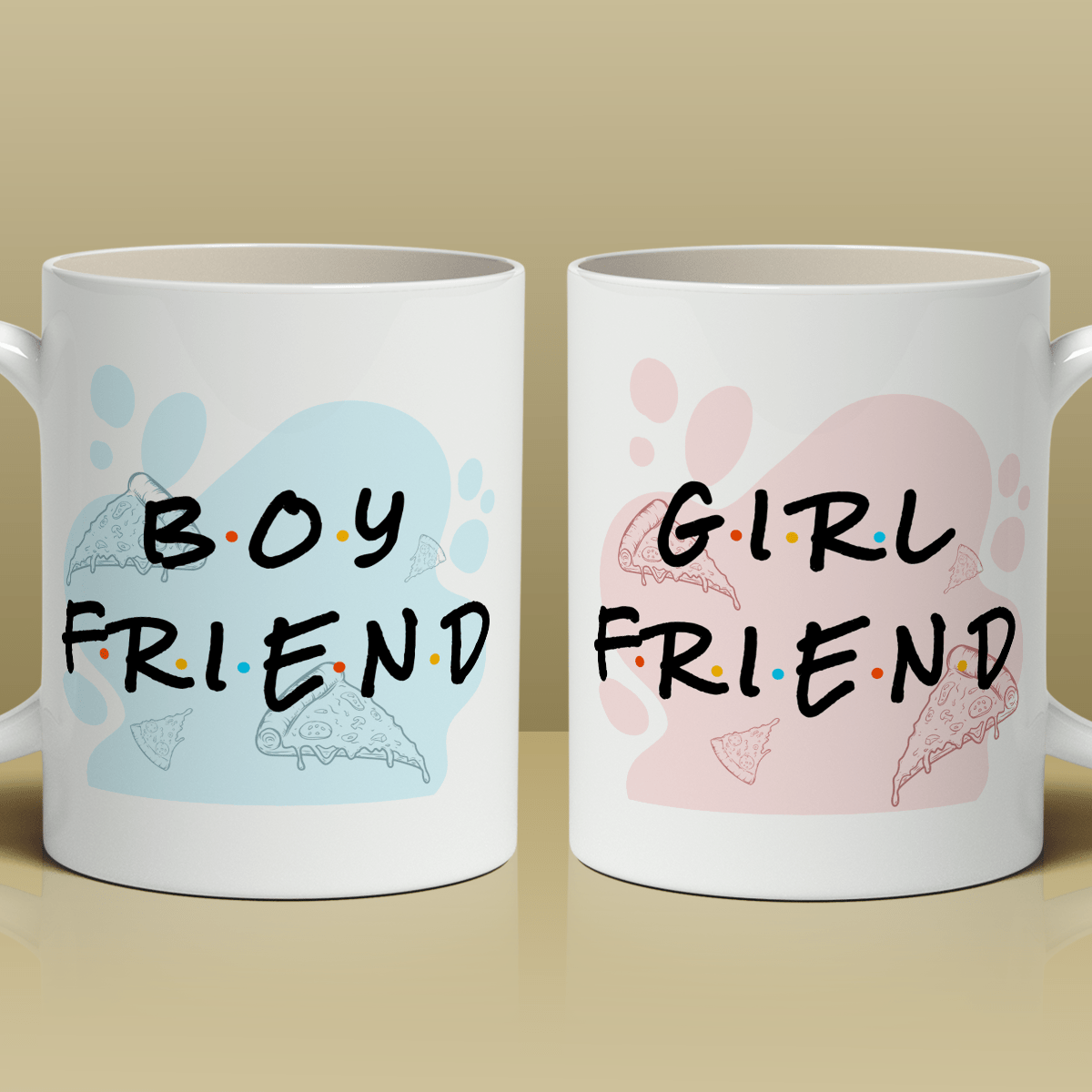 Boyfriend & Girlfriend - Zestaw 2 x Kubek z nadrukiem, spersonalizowany prezent dla pary - idamell.com