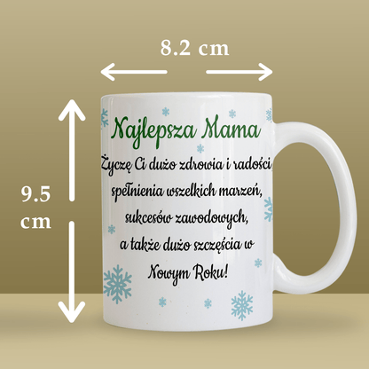 Ciepłe życzenia gwiazdkowe - 1x Kubek z nadrukiem, spersonalizowany prezent dla mamy - idamell.com