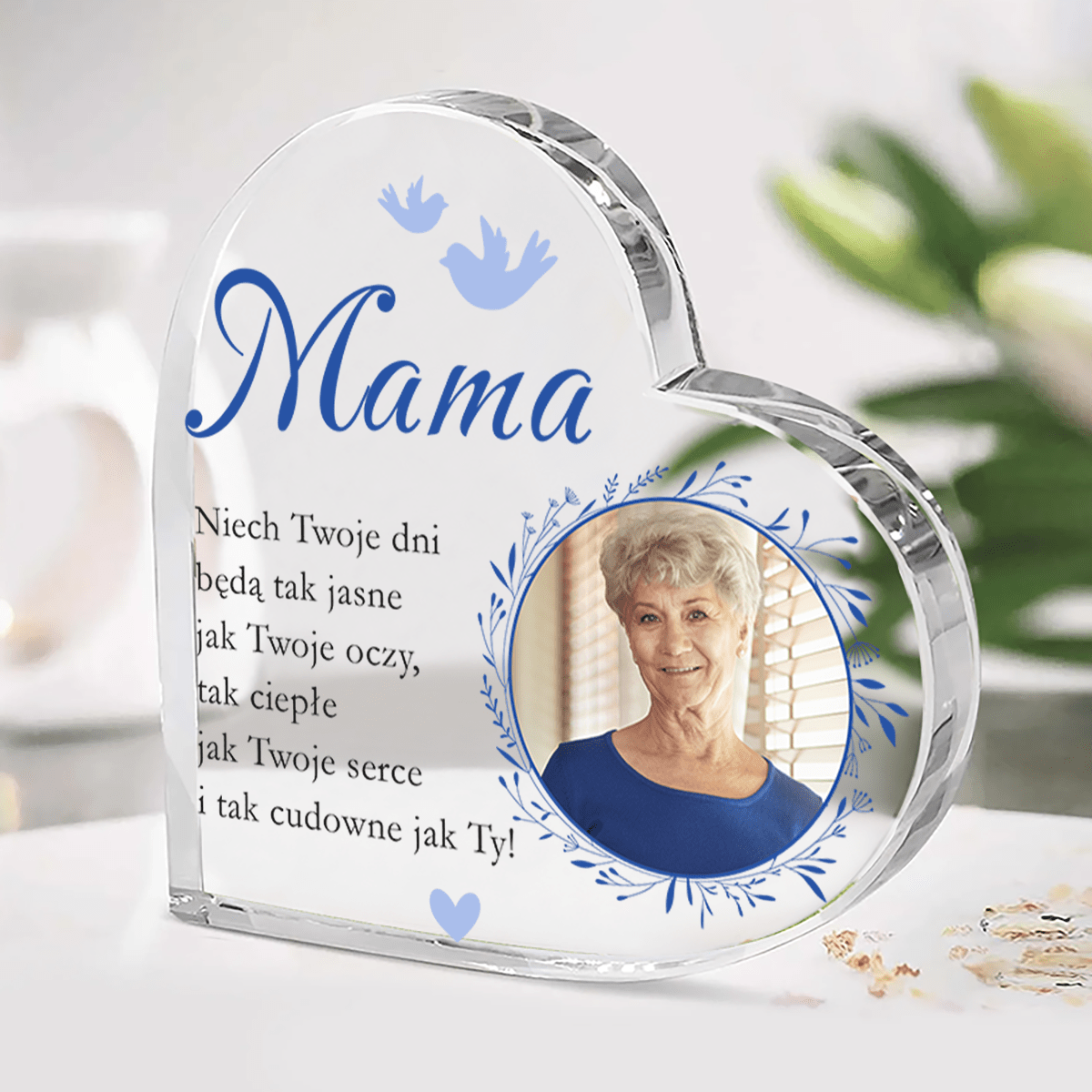 Cudowna mama - Szklane serce, spersonalizowany prezent dla mamy - idamell.com