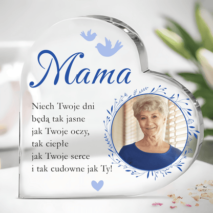 Cudowna mama - Szklane serce, spersonalizowany prezent dla mamy - idamell.com